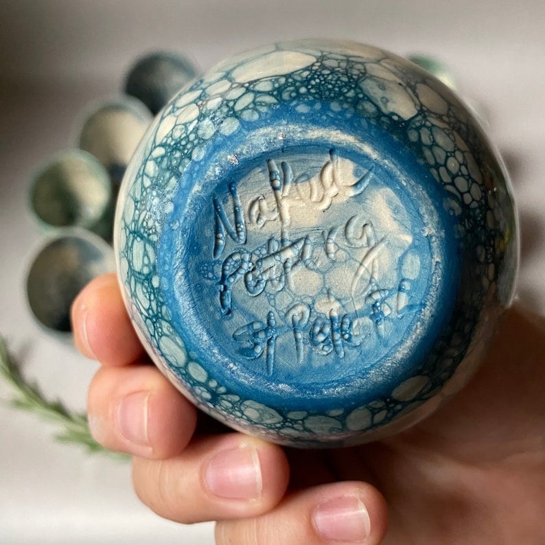 Handmade pottery herb stripper