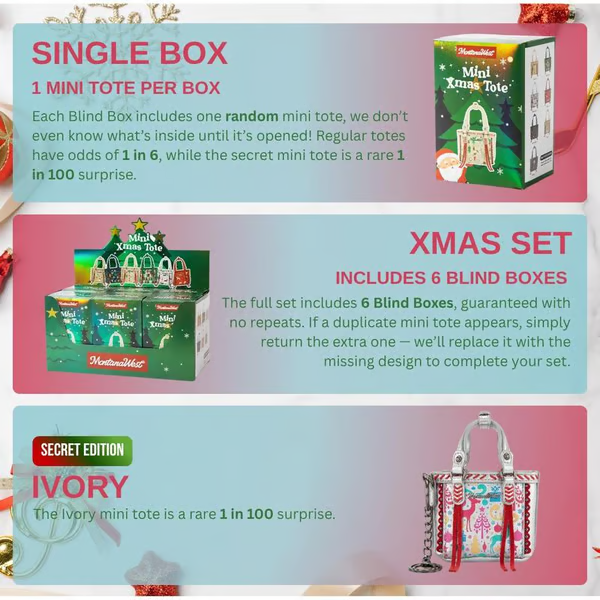 (🌲Early Christmas Sale- 49% OFF) Montana West Mini Xmas Tote Blind Box Gift for Holiday Suprises