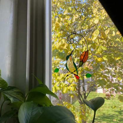 💕Handmade Stained Glass Kingfisher Hummingbird Suncatcher, Bird Window Hanging, Unique Home Decor, Gift for Mom