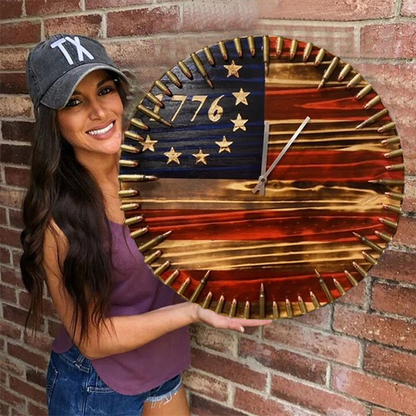 🔥Veteran Family-Handmade Honor US Flag Patriotic Clock(𝐀𝐥𝐚𝐧 𝐄𝐰𝐞𝐧 𝐇𝐚𝐧𝐝𝐦𝐚𝐝𝐞)