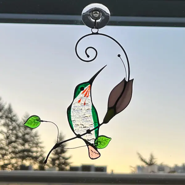 💕Handmade Stained Glass Kingfisher Hummingbird Suncatcher, Bird Window Hanging, Unique Home Decor, Gift for Mom