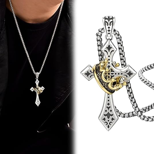 Handmade Cross & Crown Pendant
