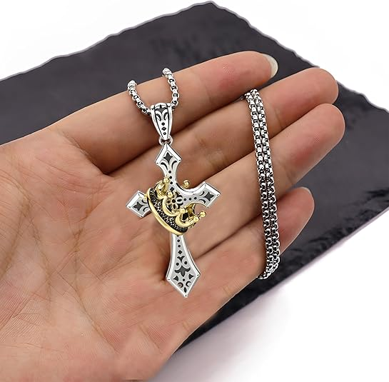 Handmade Cross & Crown Pendant