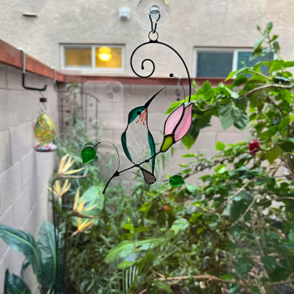 💕Handmade Stained Glass Kingfisher Hummingbird Suncatcher, Bird Window Hanging, Unique Home Decor, Gift for Mom