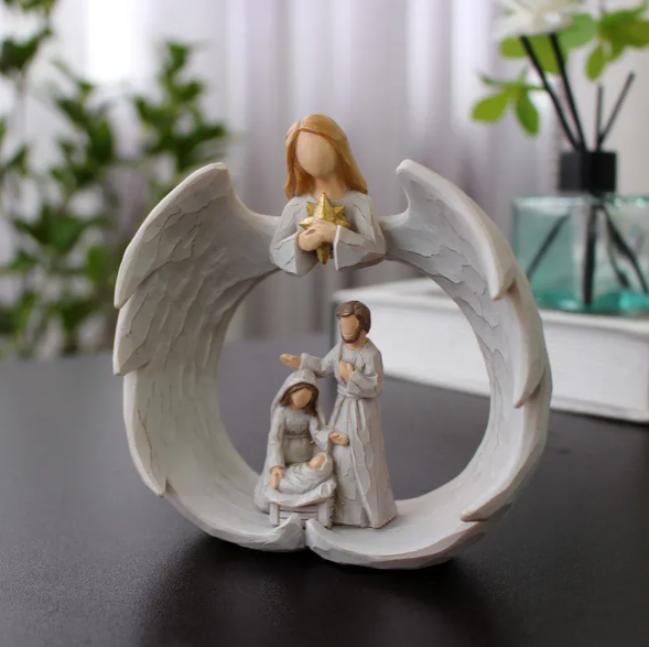 Angel Holy Family Figurine