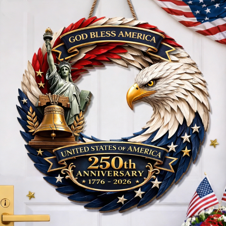 America 250th Anniversary Patriotic Wood Sign