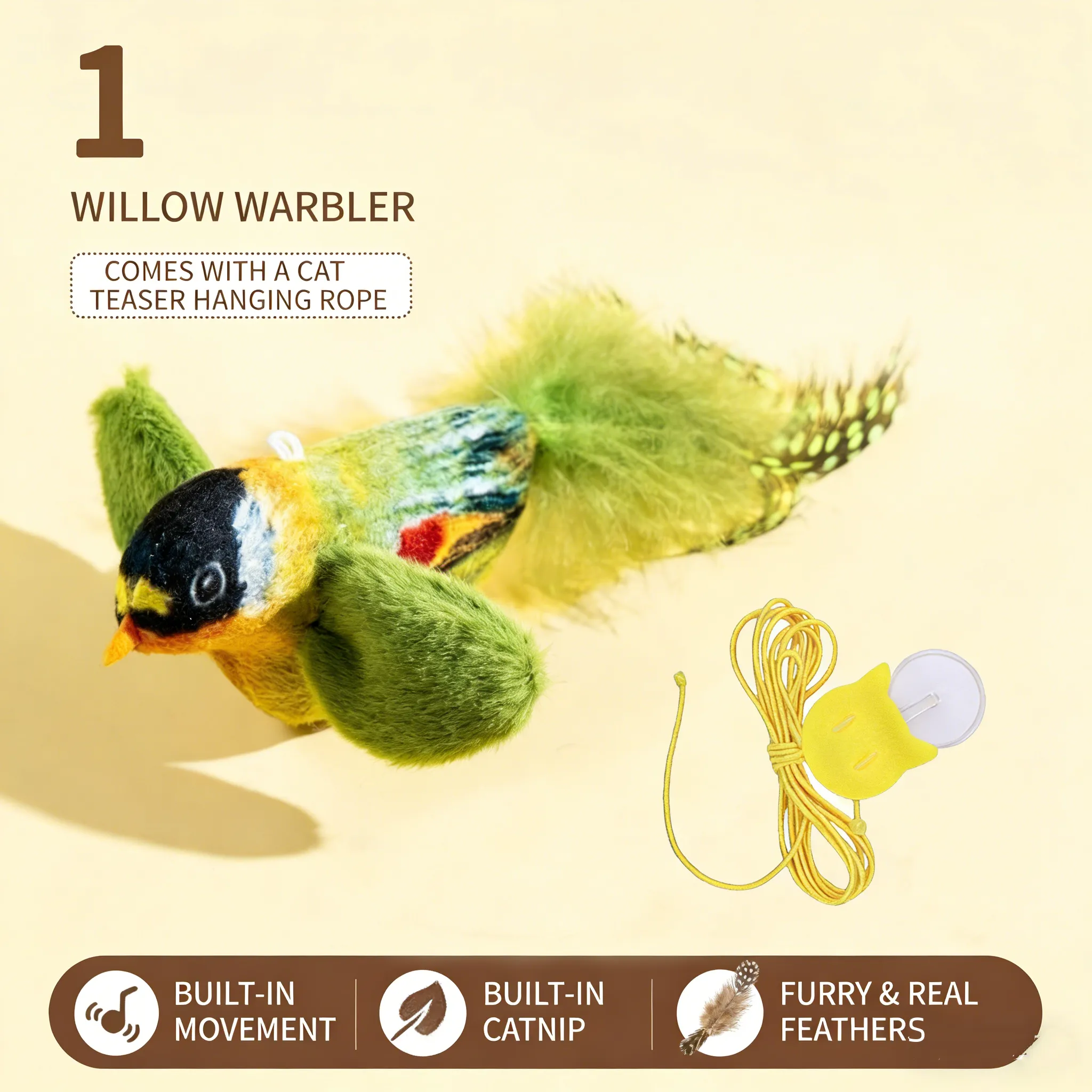 Interactive Hanging Feather Cat Toy | Realistic Teaser for Endless Fun & Exercise