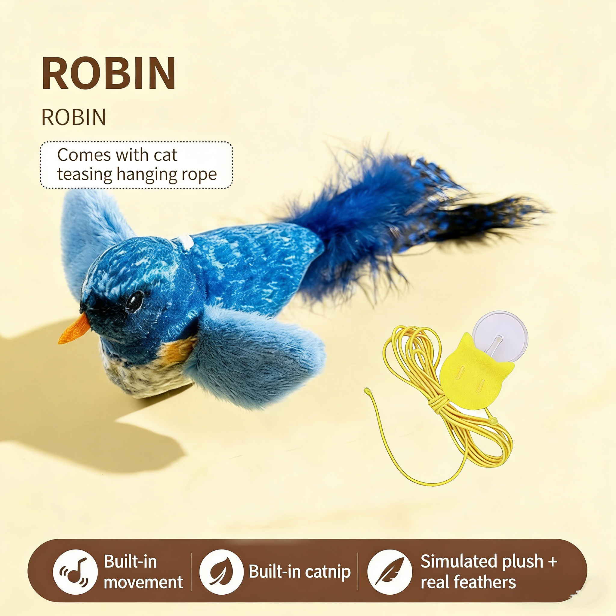 Interactive Hanging Feather Cat Toy | Realistic Teaser for Endless Fun & Exercise