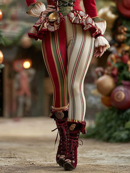 Women's Christmas Candy Stripe Casual Leggings
