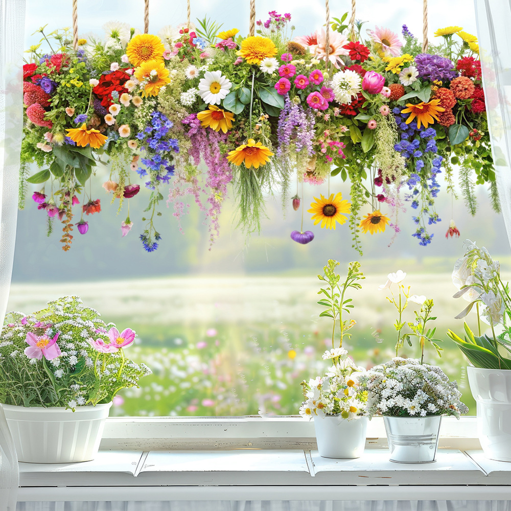 ✨LAST DAY: 49% OFF! - 💐Colorful Floral Bouquet Window Sticker🖼️(Cut to size freely)