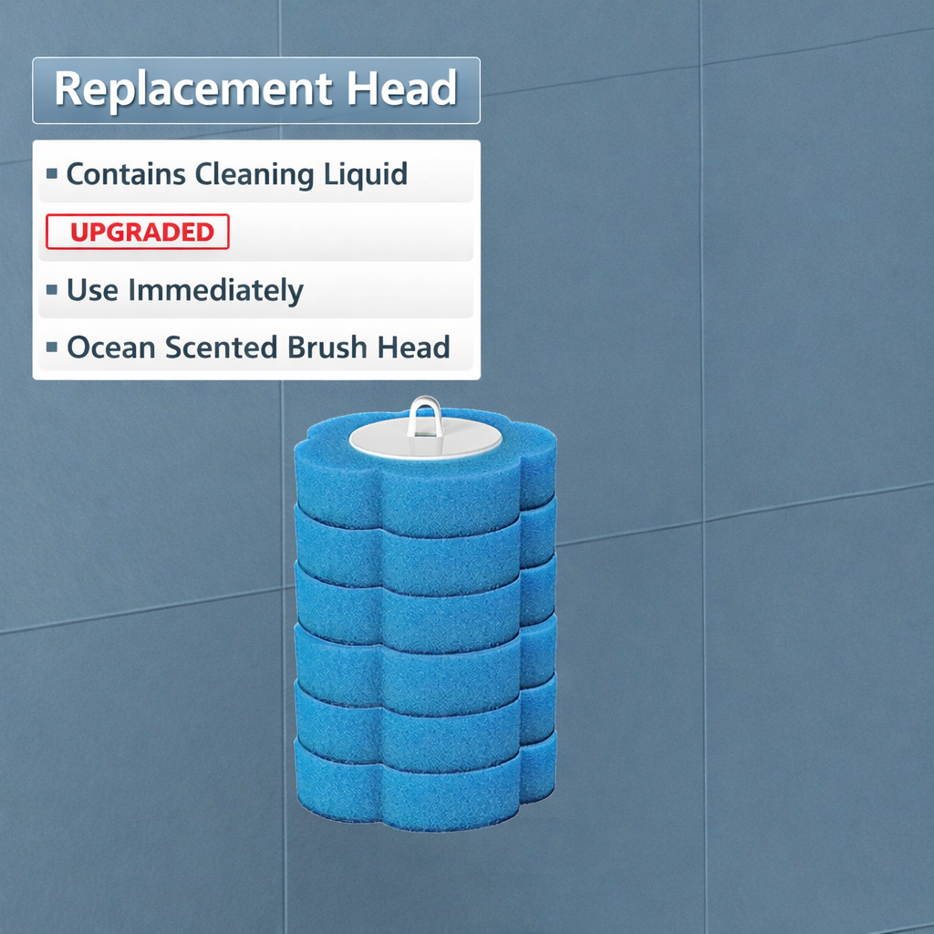18 pcs Disposable Toilet Brush Kit – Wall-Mounted Holder, Long Handle, Refill Included