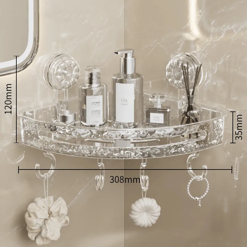 No-Drill Clear Wall Caddy: Drill-Free, Removable, Multifunctional Triangle & Rectangle Storage
