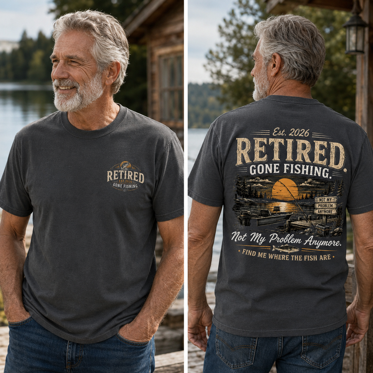 Retired Gone Fishing T-Shirt for Men Funny Retirement Gift for Dad Husband Retired 2026 Fishing Shirt