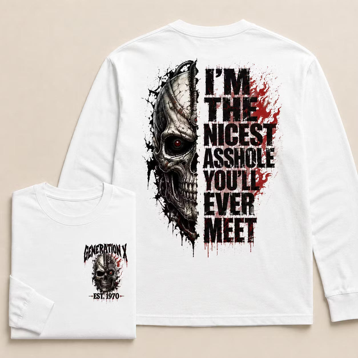 Custom Est.Year Boomer/Gen X I'm The Nicest Asshole You'll Ever Meet Sweatshirt