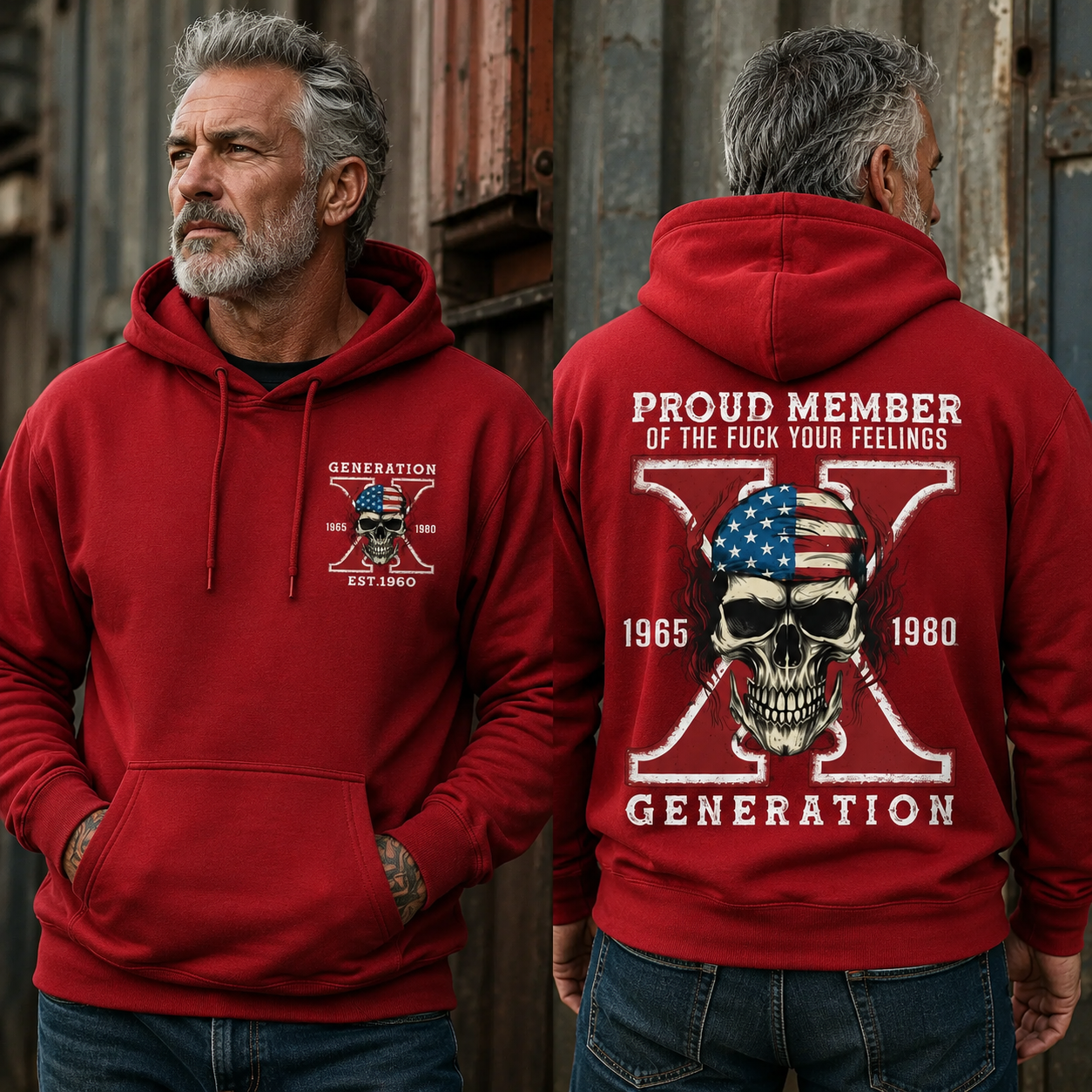 Custom Gen X Skull New Printing Custom Birth Year Hoodies