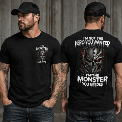 Custom Est.Year I'm Not The Hero You Wanted I'm The Monster You Needed Half Mask Skull T-Shirt