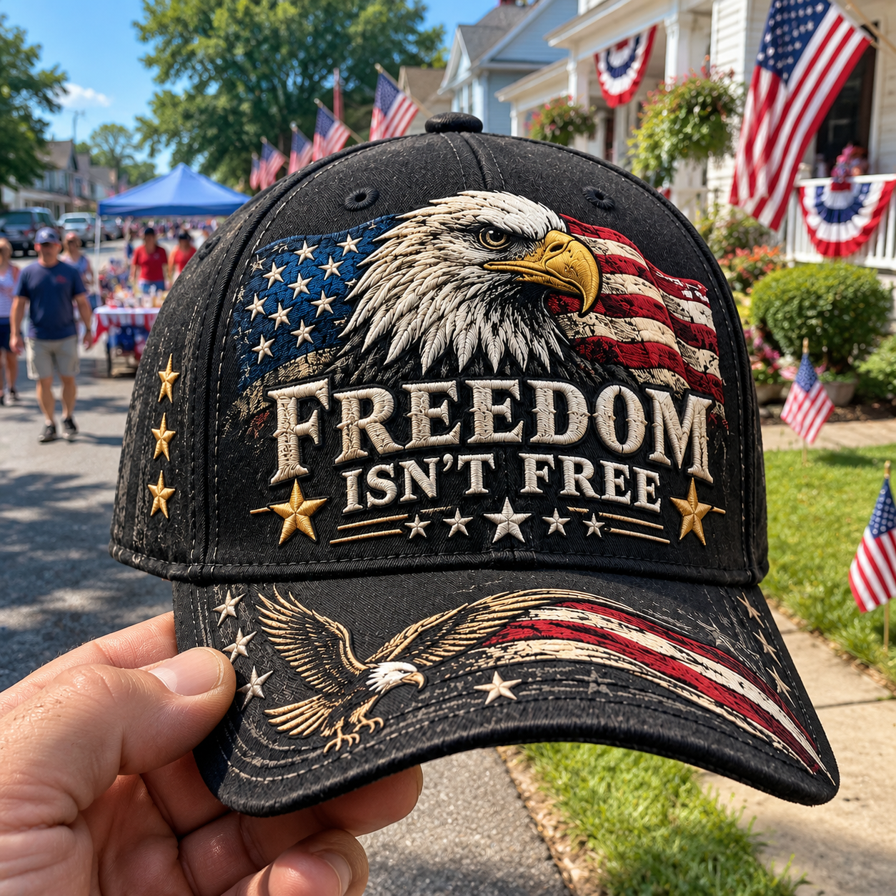 🦅Freedom Isn't Free Patriotic Eagle Baseball Cap