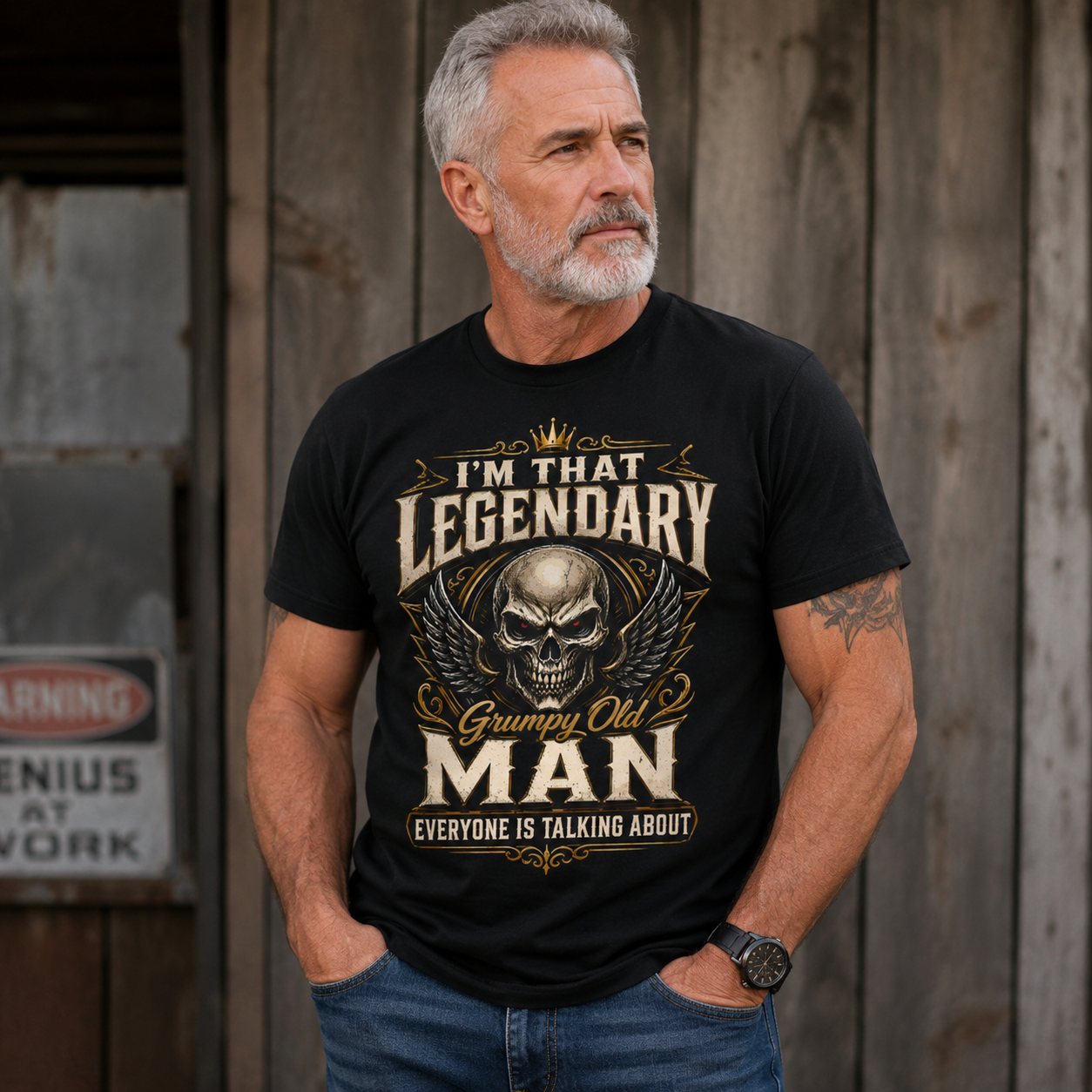 Im That Legendary Grumpy Old Man Biker Outfit Vintage Skull Biker T Shirt