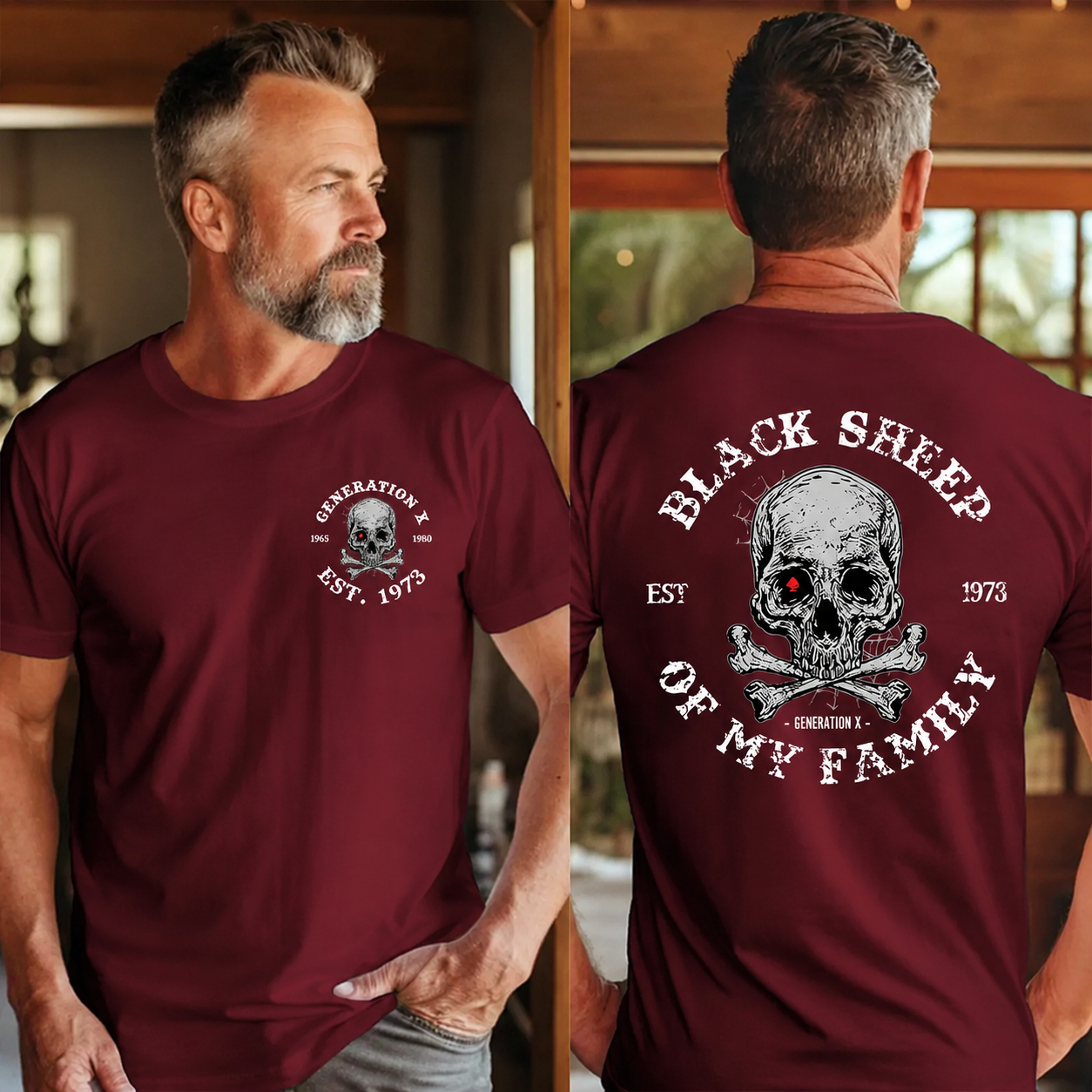 Generation X 2 Side T-shirt, Black Sheep Of My Family Shirt, Unisex, Custom Year Of Birth T-shirt