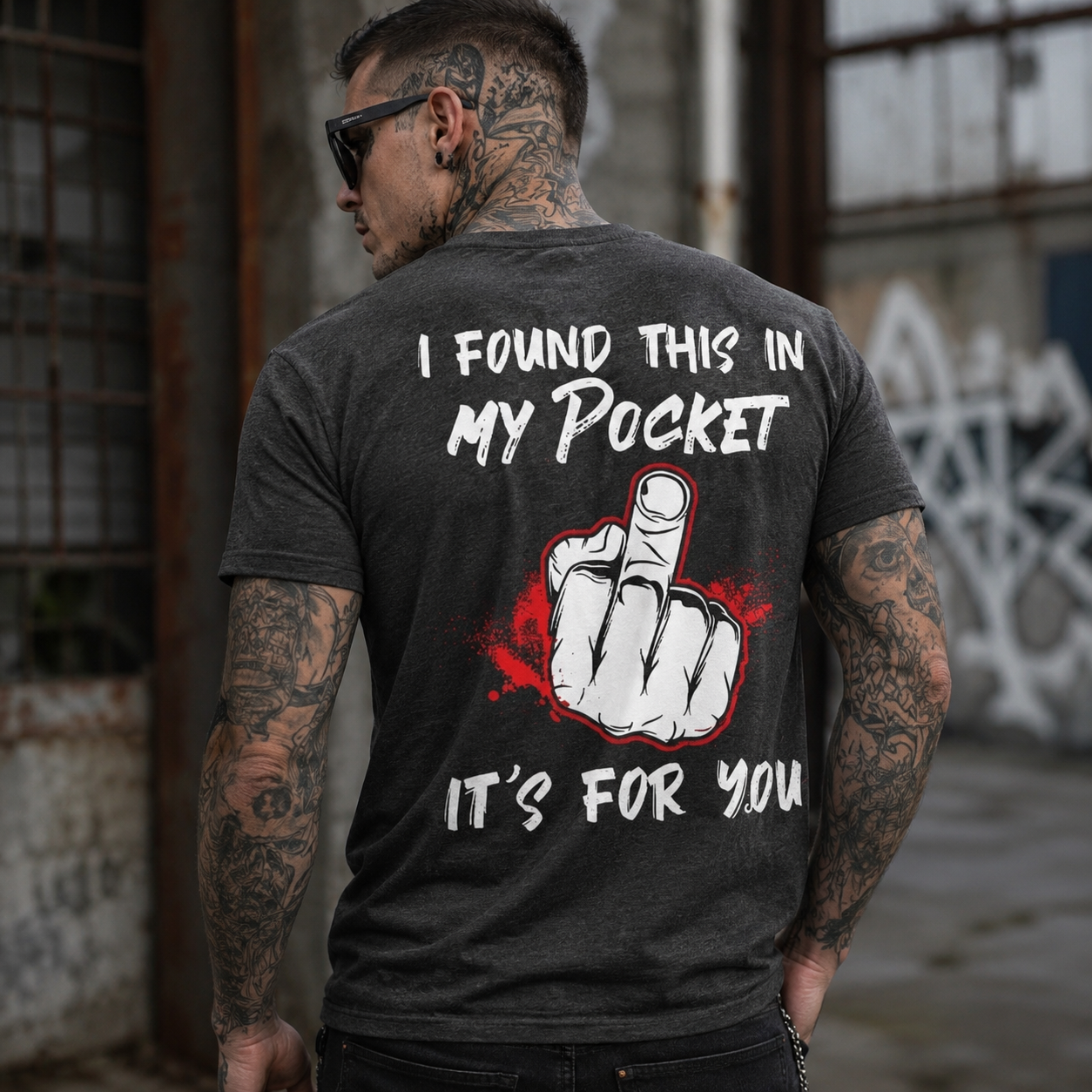 I FOUND THIS IN MY POCKET IT’S FOR YOU Middle Finger Print Men’s T-Shirt