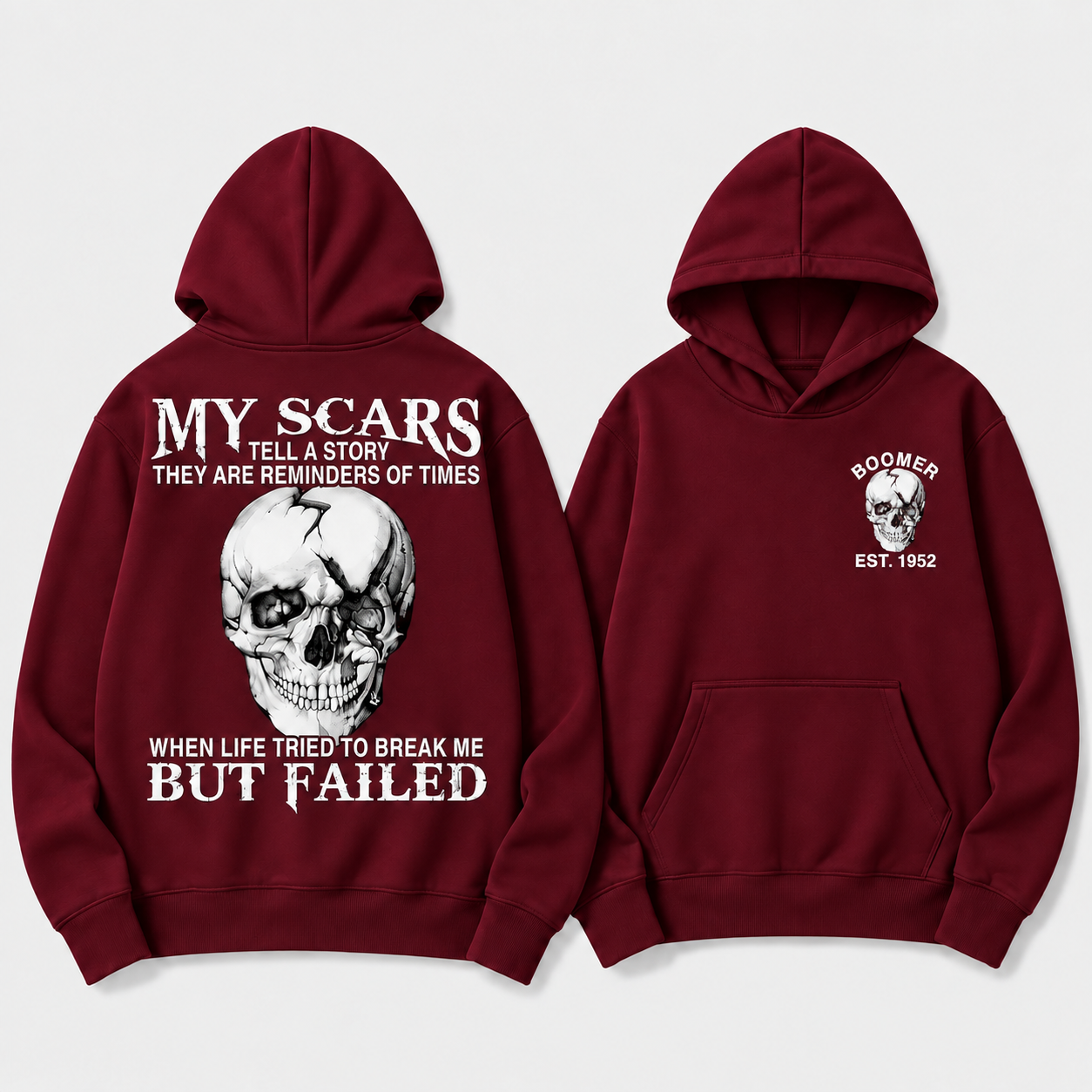 Boomer/GEN X/Y Customize Hoodie, 100% Cotton, Scars: When Life Failed to Break Me Hoodie