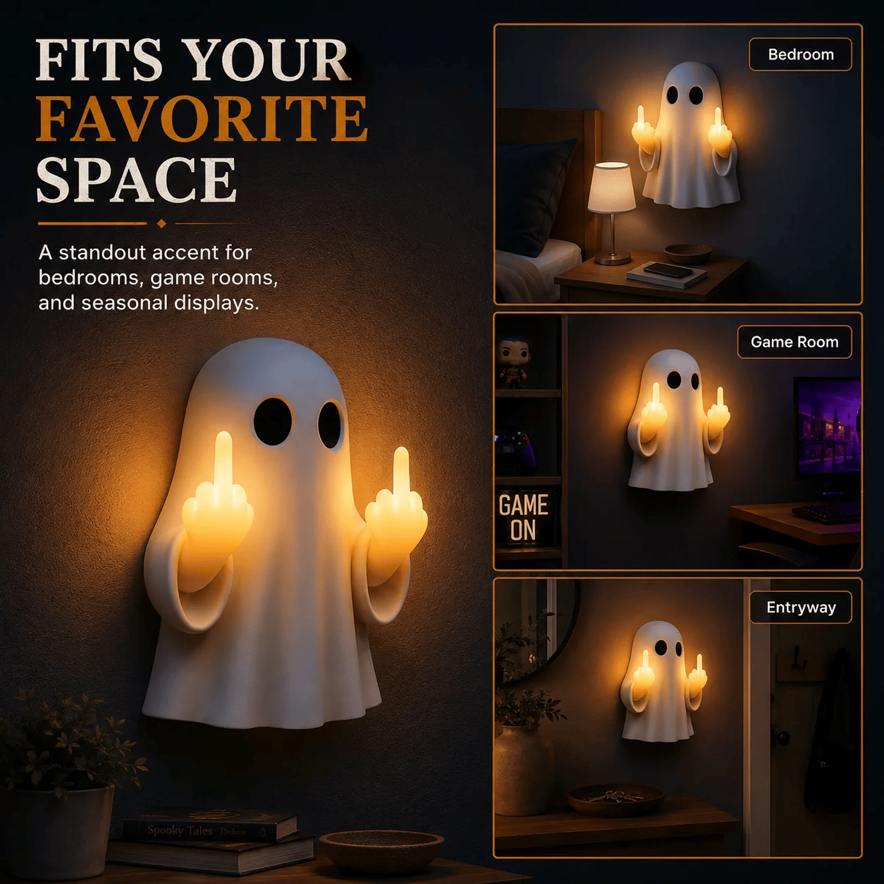 👻 Ghost Middle Finger Glow Night Light🖕