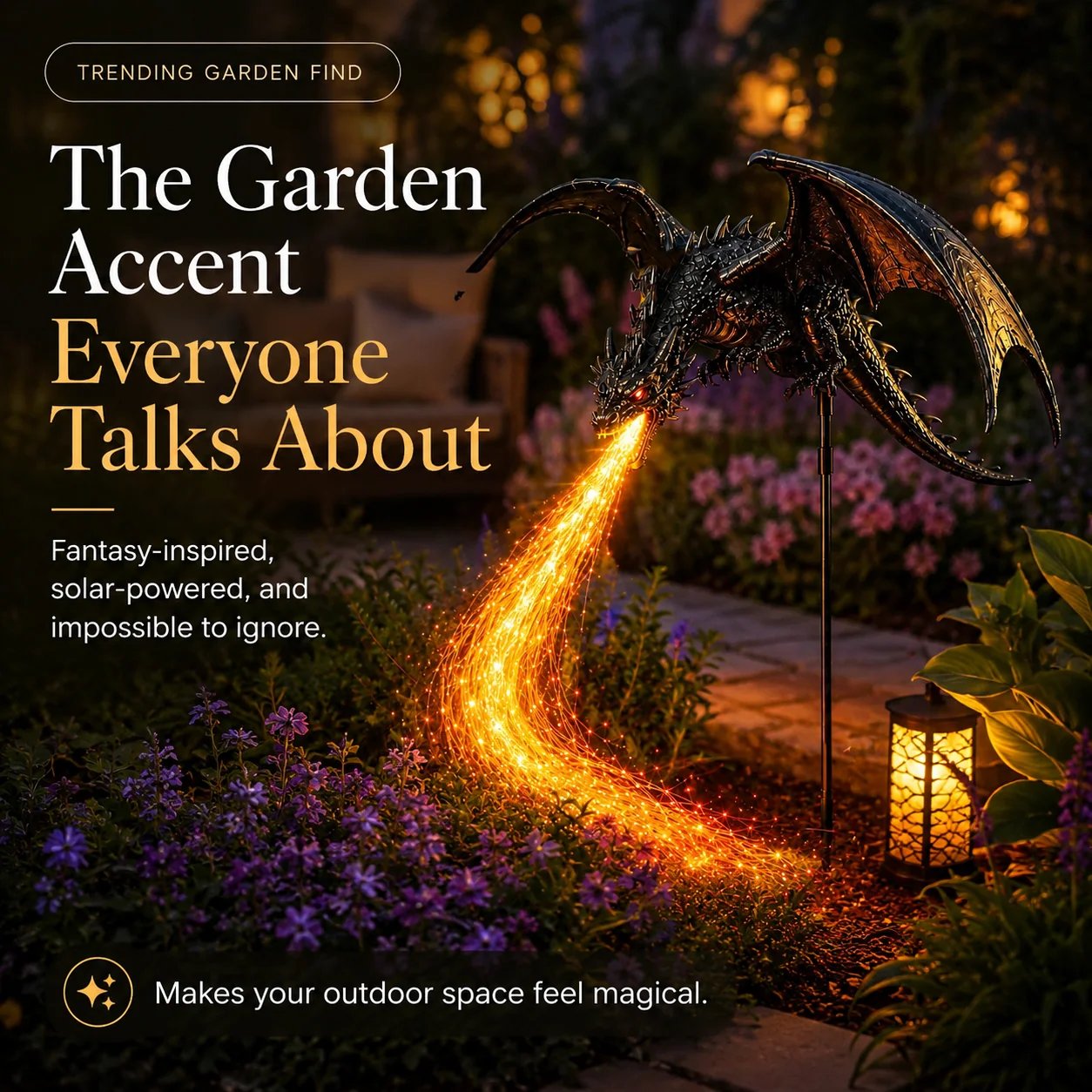 🔥🐲 Solar Dragon Fire Garden Light