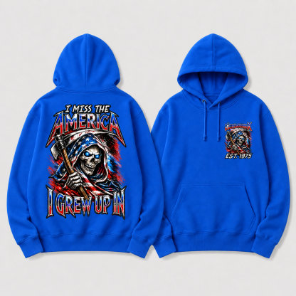 I Miss The America I Grew Up In Custom Year Patriotic Skull Double-Sided Hoodie