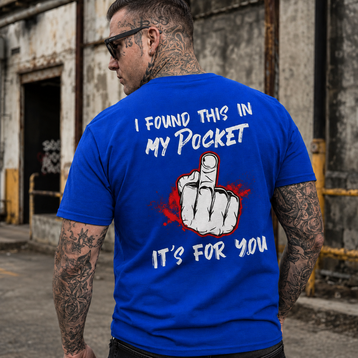 I FOUND THIS IN MY POCKET IT’S FOR YOU Middle Finger Print Men’s T-Shirt