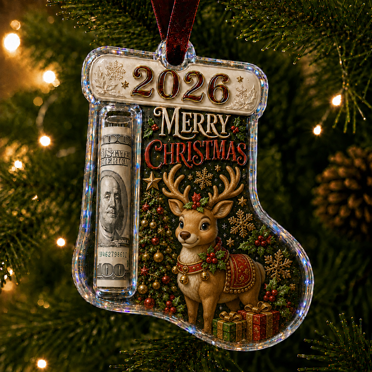 🎅 Cash Clip Christmas Tree Ornament