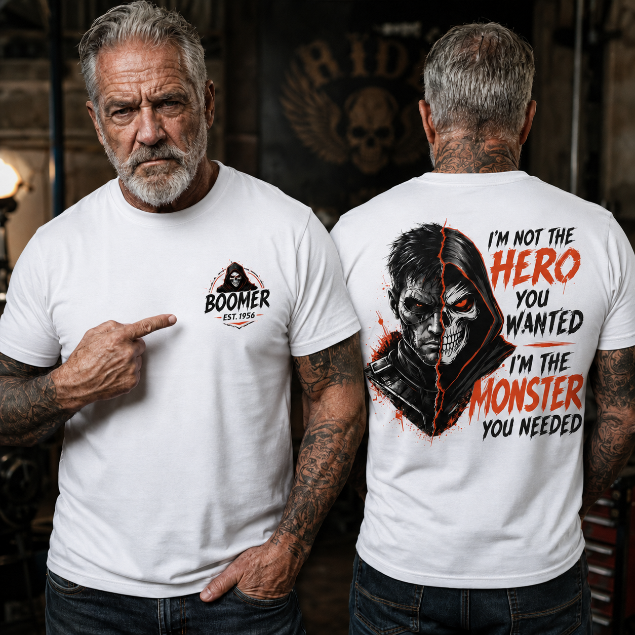 Personalized Boomer/GenX T-Shirt - Custom Year Back & Front Print - "I'm The Monster You Needed" Tee