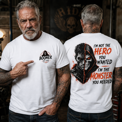 Personalized Boomer/GenX T-Shirt - Custom Year Back & Front Print - "I'm The Monster You Needed" Tee