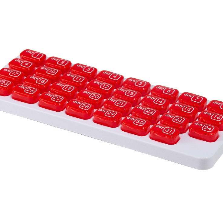 💊Monthly Pill Organizer with Lid - Arthritis-Friendly Easy-Open Lids 31 Removable Daily Pill Pods Date Reminder & Travel Case for Vitamins & Medications