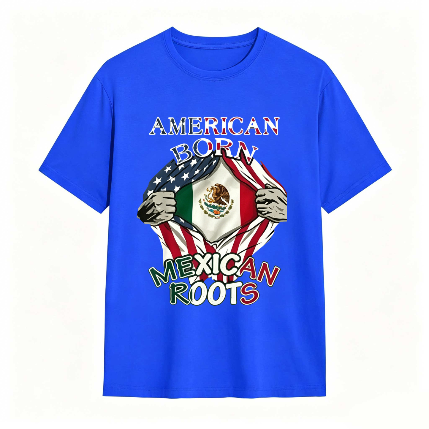 American Born Mexican Roots Flag Tee Proud USA Love Mexico T-Shirt