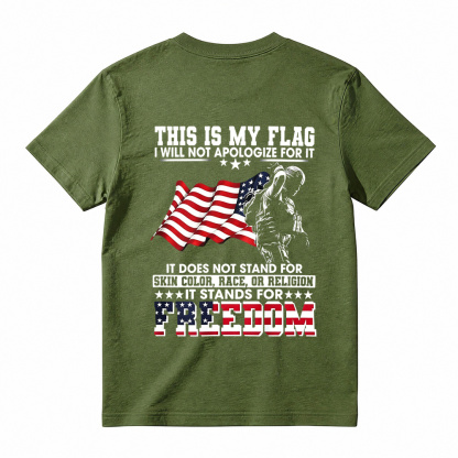 Soldier Silhouette USA Flag Patriotic T-Shirt