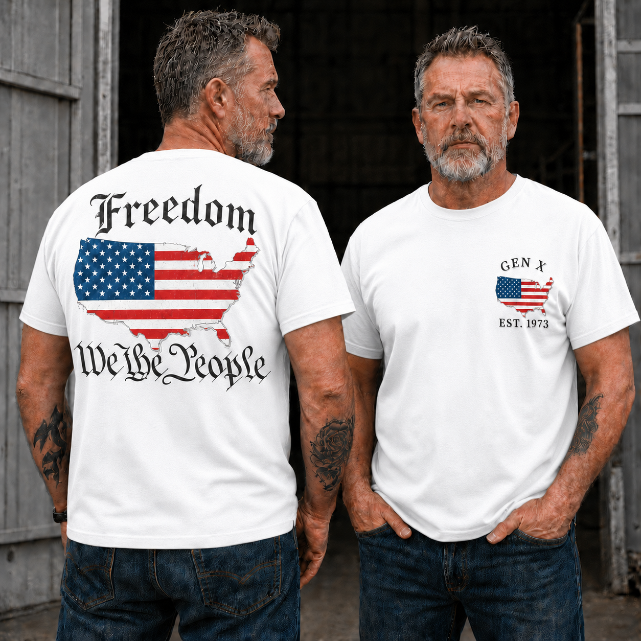 USA Freedom We The People Gen X/Boomer Custom Year Of Birth T-shirt