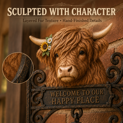 🐂Highland Cow Farmhouse Welcome Bell🔔