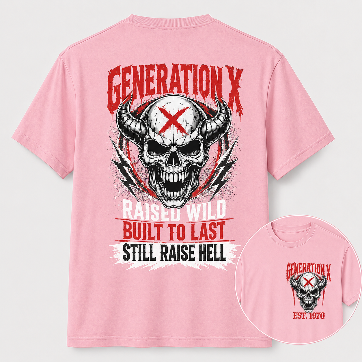 Gen X Raised Wild Skull Graphic Tee