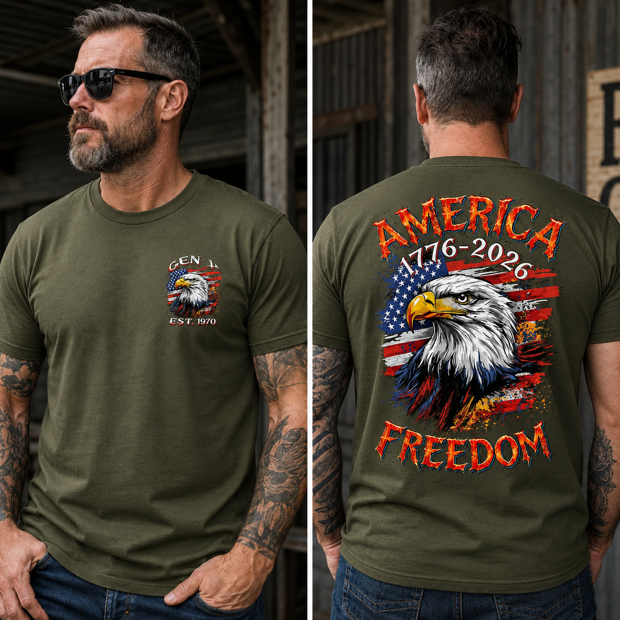 Custom Year Boomer/Gen X/Gen Y T-shirt, America 1776-2026 Freedom Shirt