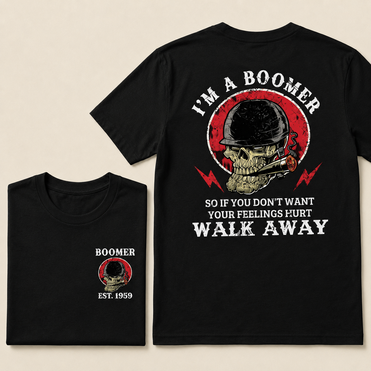 BOOMER/GEN X Skull T-shirt, Unisex, Custom Year Of Birth T-shirt, I'm A Boomer/Gen Xer, Walk Away T-shirt