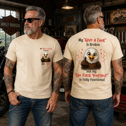 My “Give A F*ck” Is Broken Funny Bald Eagle Graphic Tee | Custom EST Year Shirt