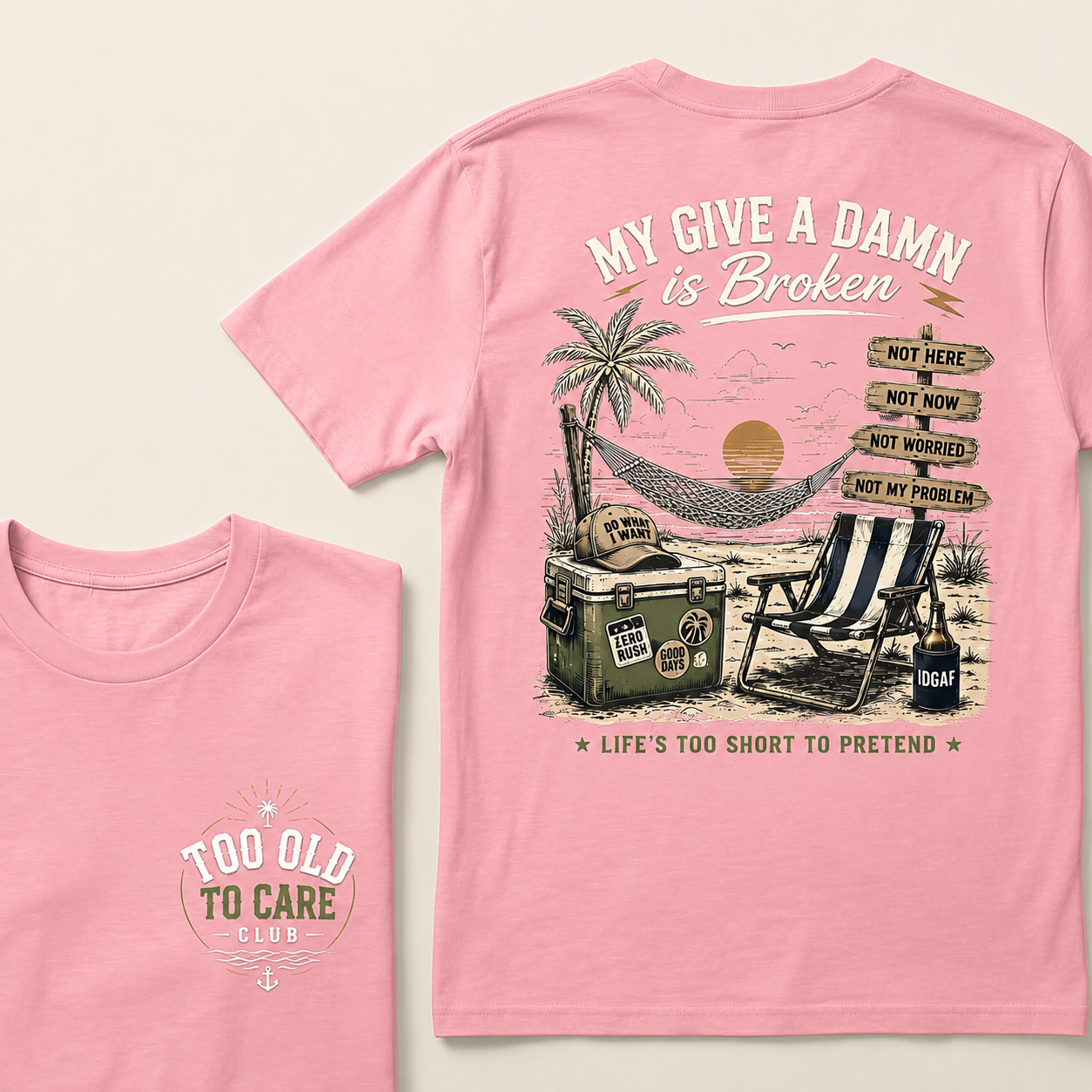 My Give A Damn Is Broken Beach Retro T-Shirt
