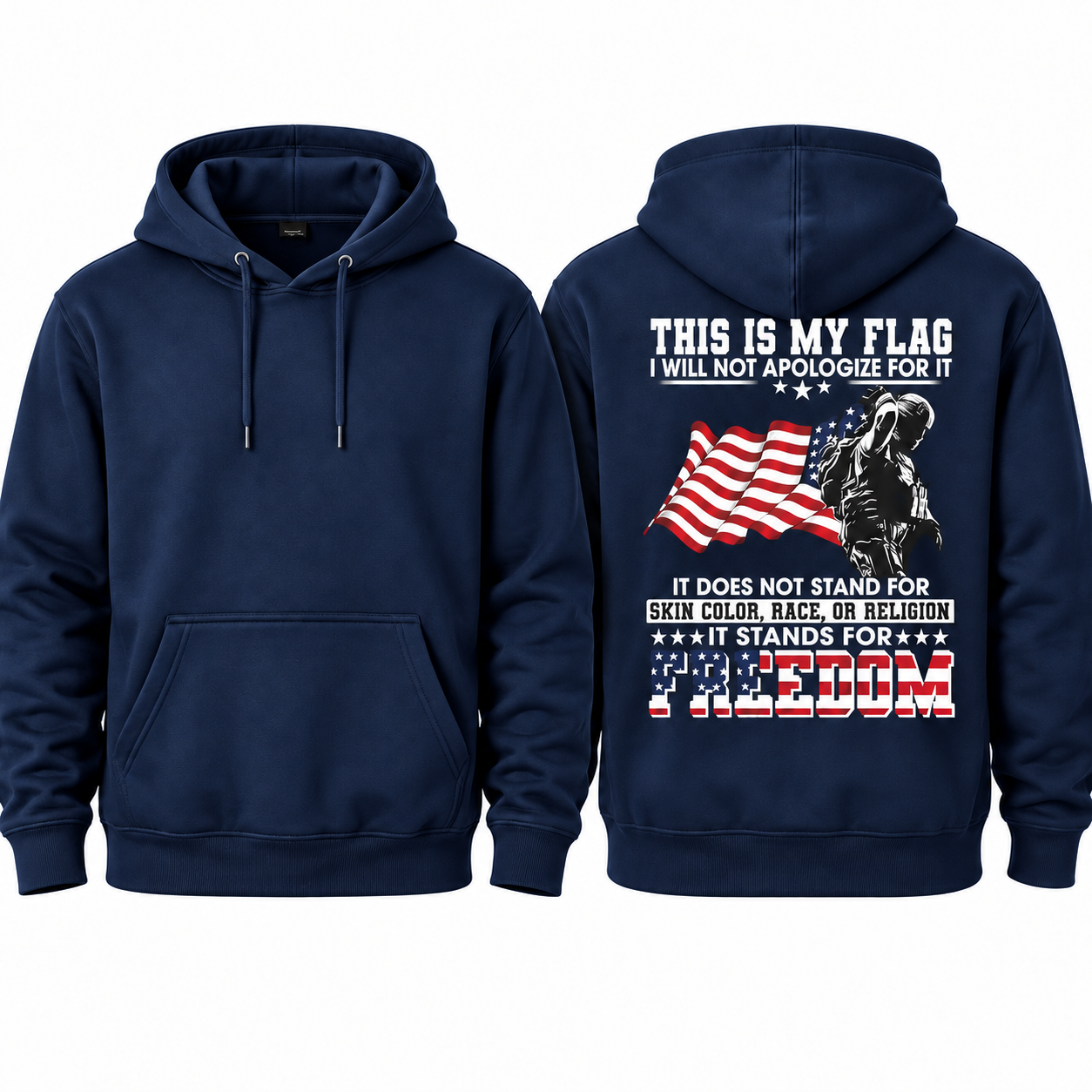 Soldier Silhouette USA Flag Patriotic Hoodie