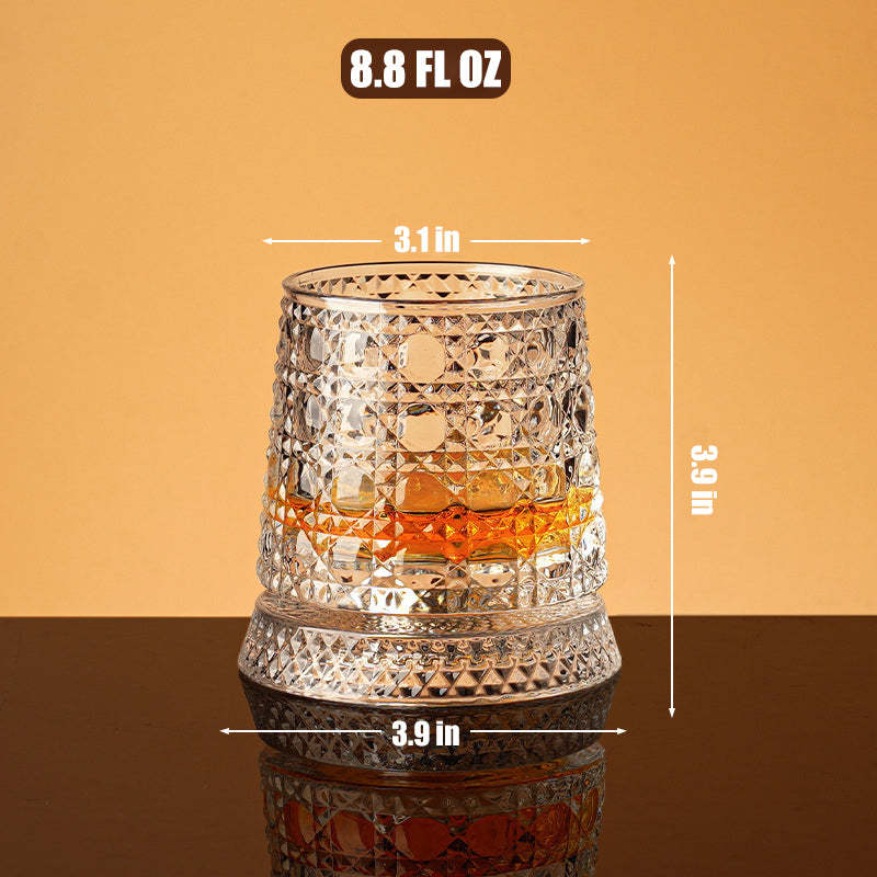 🥃Rotating Crystal Whiskey Tumbler Glass