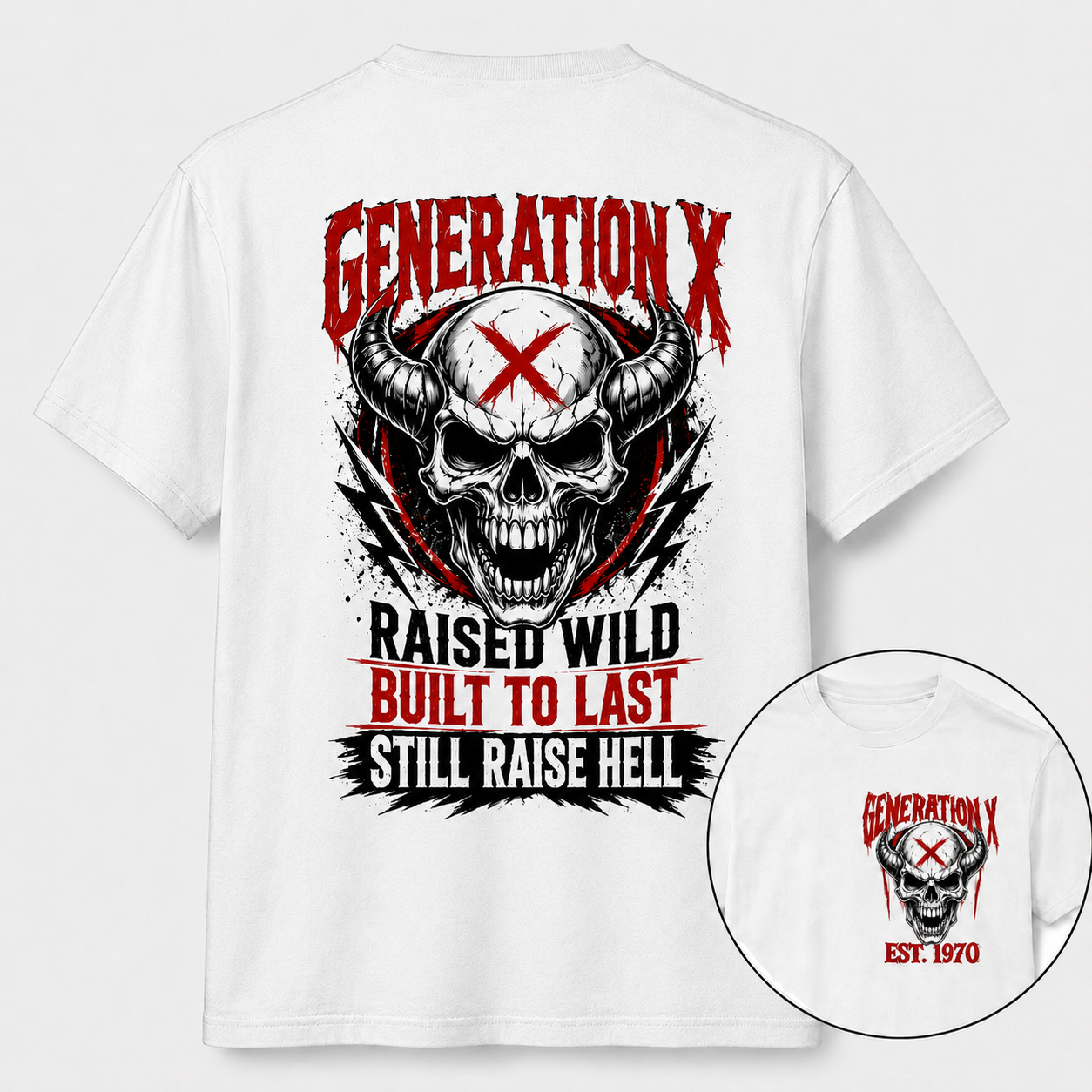 Gen X Raised Wild Skull Graphic Tee