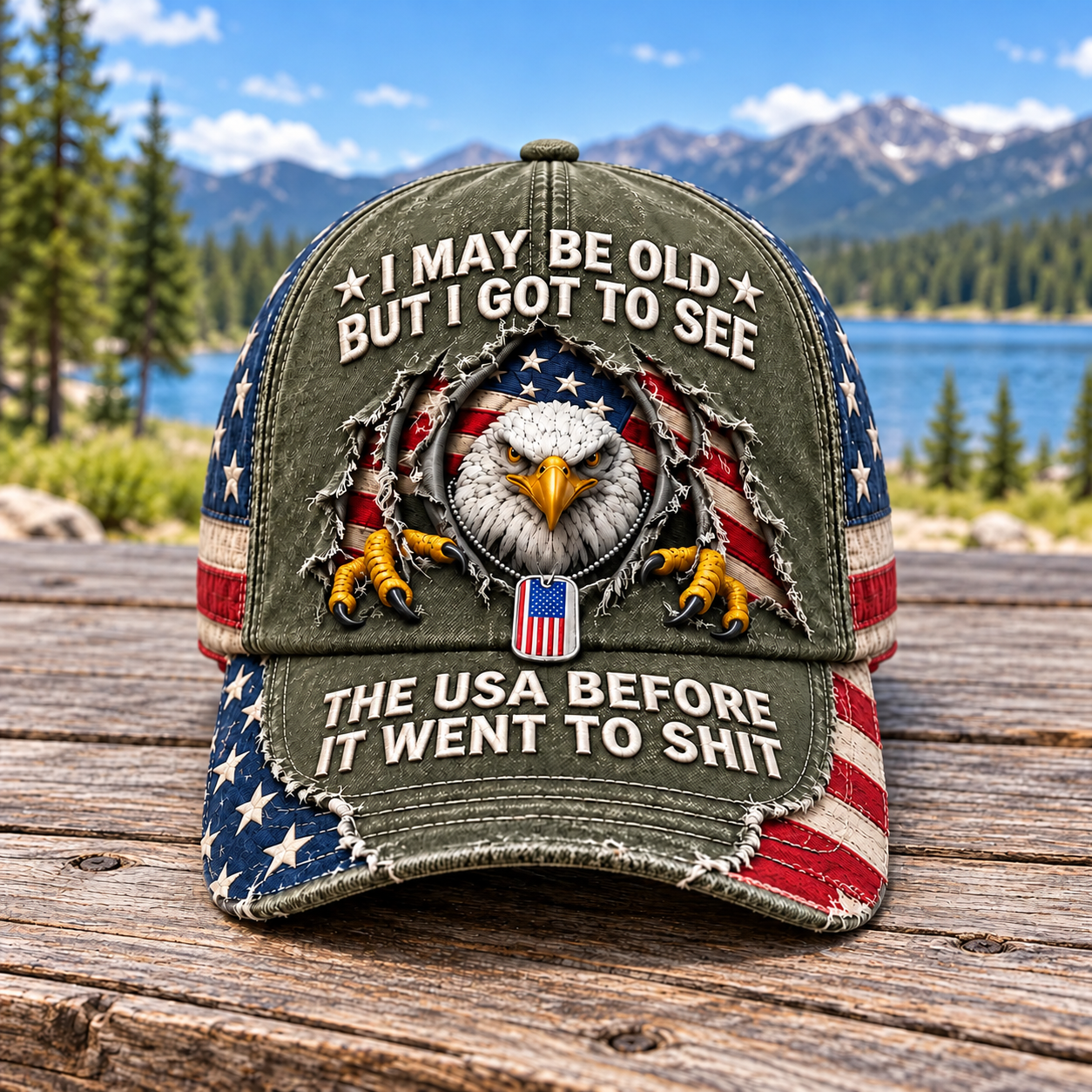 🦅 "I May Be Old But I Got To See The USA Before It Went To Shit" Vintage Eagle Washed Baseball Cap 🇺🇸