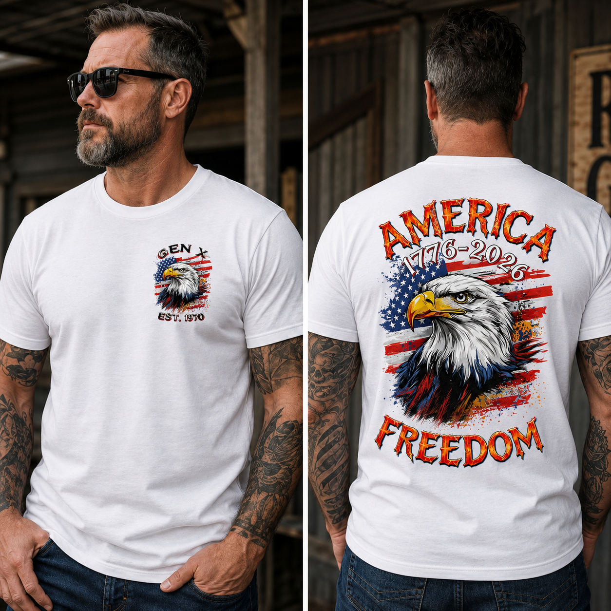 Custom Year Boomer/Gen X/Gen Y T-shirt, America 1776-2026 Freedom Shirt