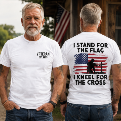 I Stand For The Flag I Kneel For The Cross American Flag Patriotic Graphic T Shirt