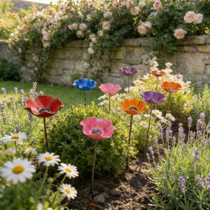 Handmade Metal Flower Bird Bath & Pollinator Water Station
