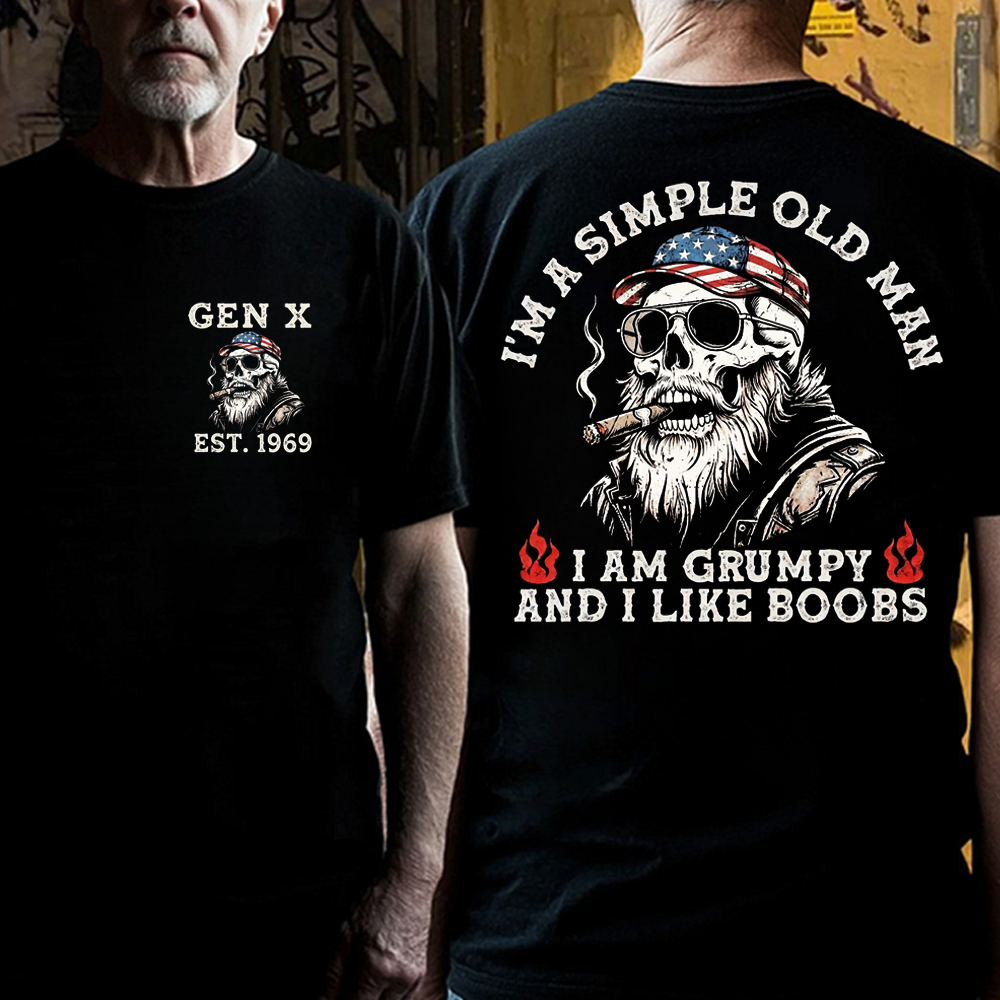 Custom "Simple Old Man" Shirt - Grumpy & Unapologetic | Personalized Gen X / Boomer EST. Year - Tee